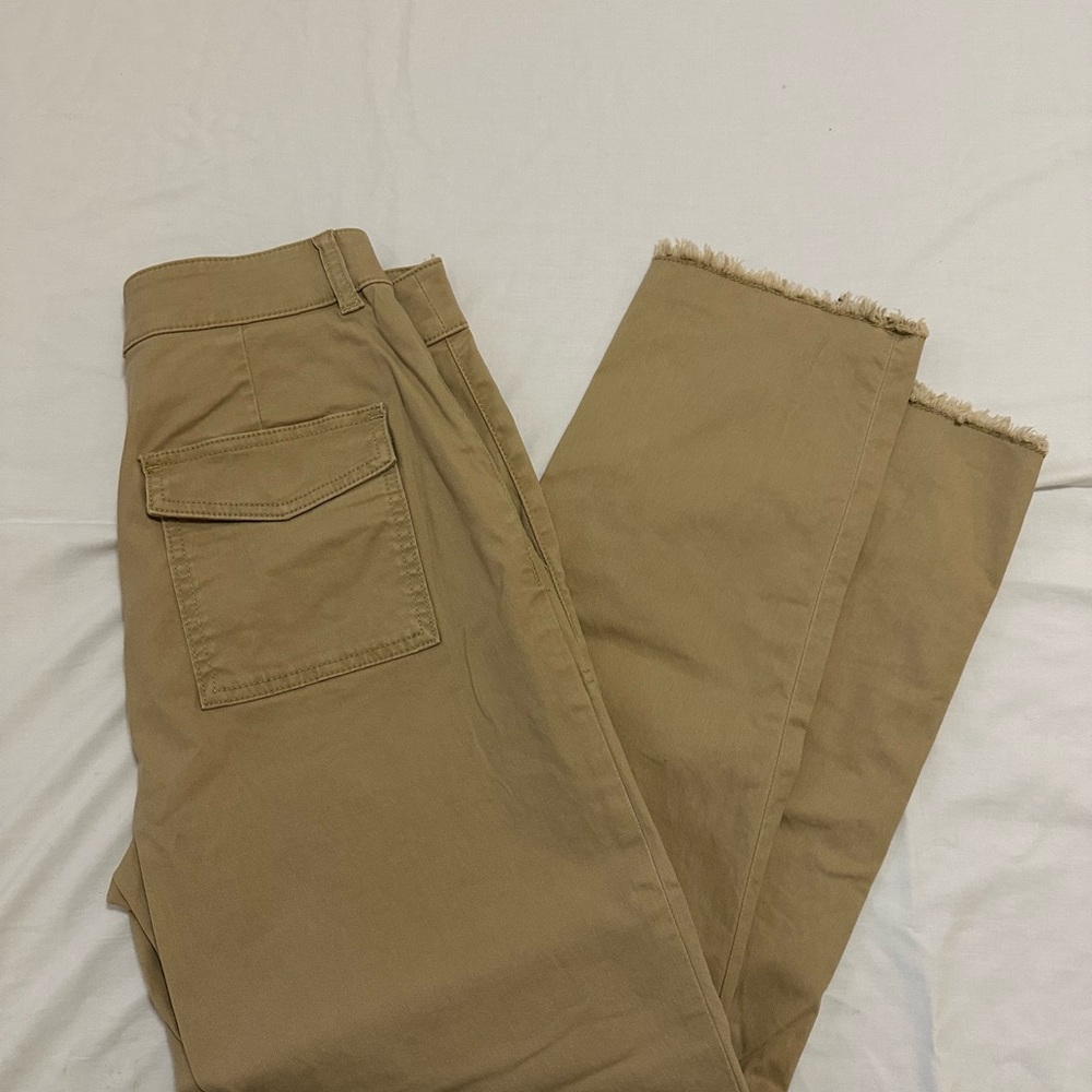 LOFT Tan Cargo Jeans with Sturdy Cotton Blend